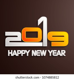 Happy new year 2019 creative greeting card design / Year 2019 vector design element.