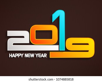 Happy new year 2019 creative greeting card design / Year 2019 vector design element.