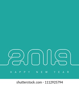 Happy new year 2019. Creative greeting card design template. Universal Vector background with lineart.