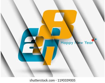 Happy new year 2019 creative design vector illustration for greeting card and abstract banner or background...
