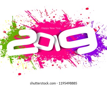 Happy new year 2019 creative design vector illustration for greeting card and abstract banner or background...