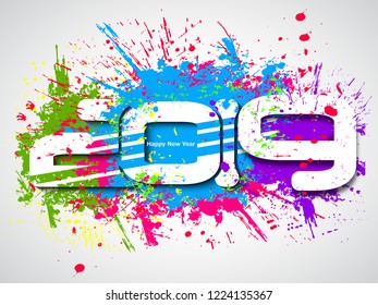 Happy new year 2019 creative design vector illustration for greeting card and abstract banner or background...