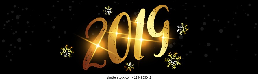 Happy New Year 2019 creative typographic hand lettering design for baner poster and website header vector illustration