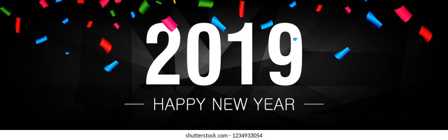 Happy New Year 2019 creative typographic hand lettering design for baner poster and website header vector illustration