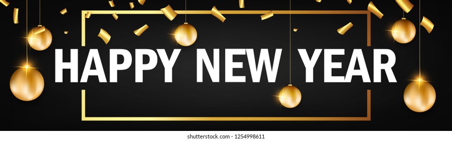 Happy New Year 2019 creative typographic hand lettering design with frame and text for baner poster and website header vector illustration
