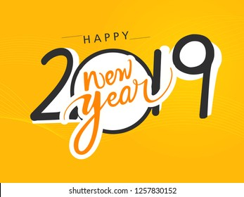 Happy New Year 2019 creative typographic hand lettering calendar design for banner poster and website header vector illustration