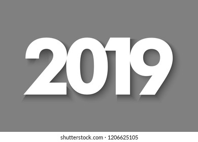 Happy new year 2019 cut paper background. Vector brochure design template.