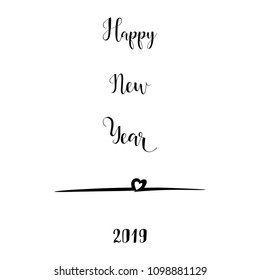Happy New Year 2019 design elements for design of gift cards, flyers, posters. Lettering