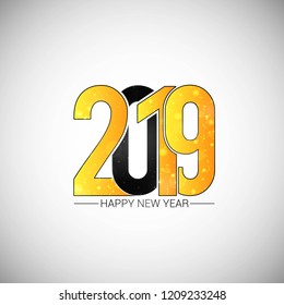 Happy new year 2019 design with white background