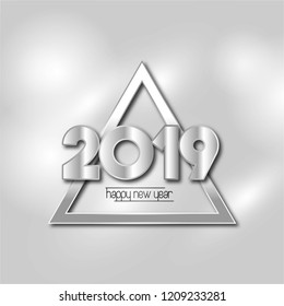 Happy new year 2019 design with white background