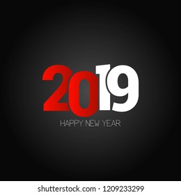 Happy new year 2019 design with dark background