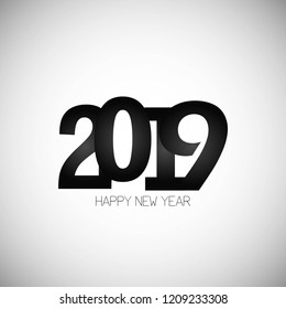 Happy new year 2019 design with white background