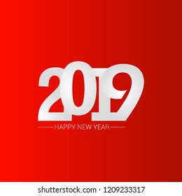 Happy new year 2019 design with red background