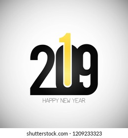 Happy new year 2019 design with white background