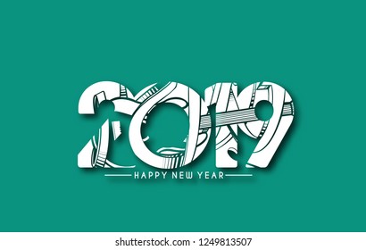 Happy New Year 2019 design, Vector 