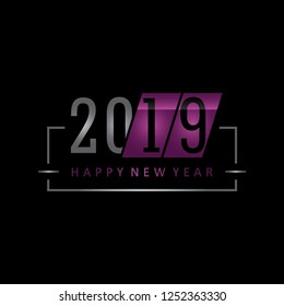Happy new year 2019 design with digital style