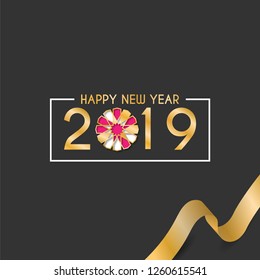 Happy new year 2019 design template. Vector eps 10