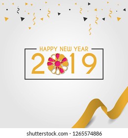 Happy new year 2019 design template. Vector illustration eps 10