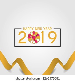 Happy new year 2019 design template. Vector illustration eps 10