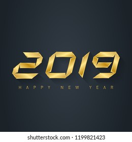 Happy new year 2019 - elegnat greeting card with original font. Design template. Universal Vector background.