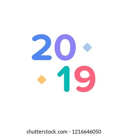 happy new year 2019 with fancy style and colorful shape vector isolated