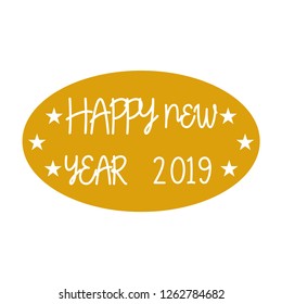 Happy new year 2019 flat trendy