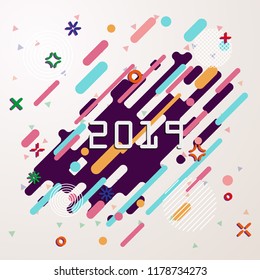 Happy New Year 2019 Geometric background