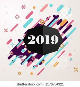 Happy New Year 2019 Geometric background