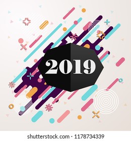 Happy New Year 2019 Geometric background