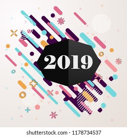 Happy New Year 2019 Geometric background
