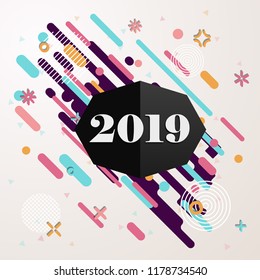 Happy New Year 2019 Geometric background