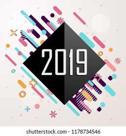 Happy New Year 2019 Geometric background