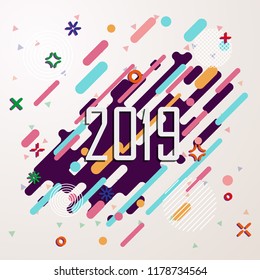 Happy New Year 2019 Geometric background