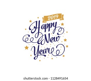 Happy New Year 2019. Gold background for flyer, poster.
