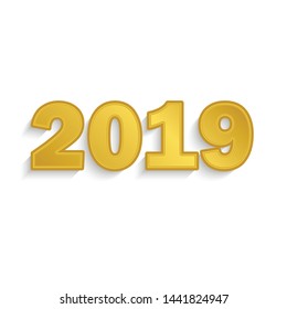 Happy new year 2019. gold text lettering 