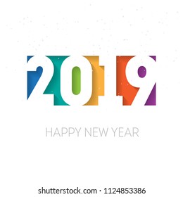 Happy new year 2019. Greeting card or calendar cover design template. Cover of business diary for 2019 with wishes. Vector background.