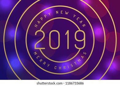 Happy new year 2019 greeting card design