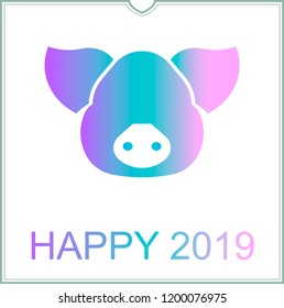 Happy new year 2019 greeting card, the year of pig in chinese calendar