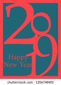 Happy New Year 2019 greeting card with paper cut effect of color multilayer vector numbers for Christmas holiday celebration background