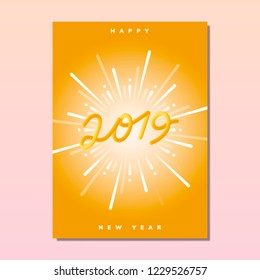 Happy new year 2019 greeting card vector