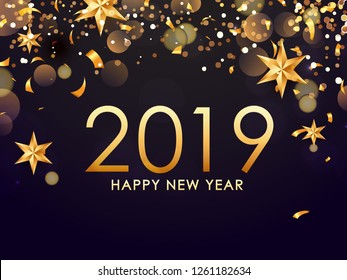 Happy New Year 2019 Greeting Card Background.