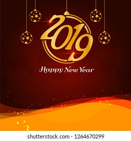 Happy new year 2019 greeting background design vector
