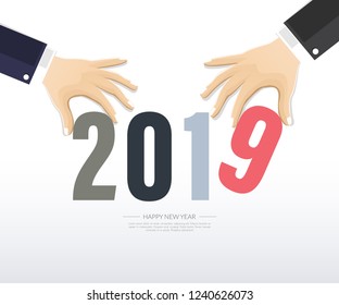 Happy new year 2019 . Greetings card. Colorful design. Vector illustration.