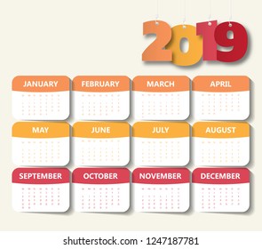 Happy new year 2019. Greetings card. Colorful design. Vector illustration.