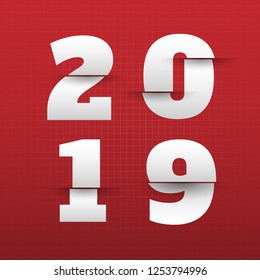 Happy new year 2019 . Greetings card. Colorful design. Vector illustration.