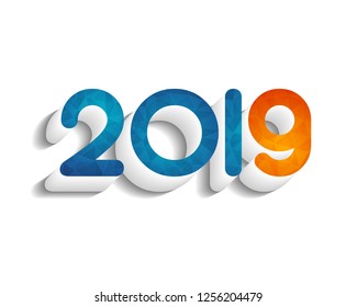 Happy new year 2019 . Greetings card. Colorful design. Vector illustration.