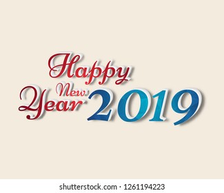 Happy new year 2019 . Greetings card. Colorful design. Vector illustration.