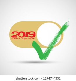 Happy new year 2019 Grunge text design .vector illustration.
