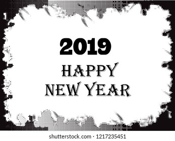 Happy new year 2019 Grunge text design .vector illustration.