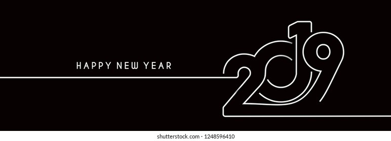 Happy New Year 2019 Grunge Text Design  Patter, Vector illustration.